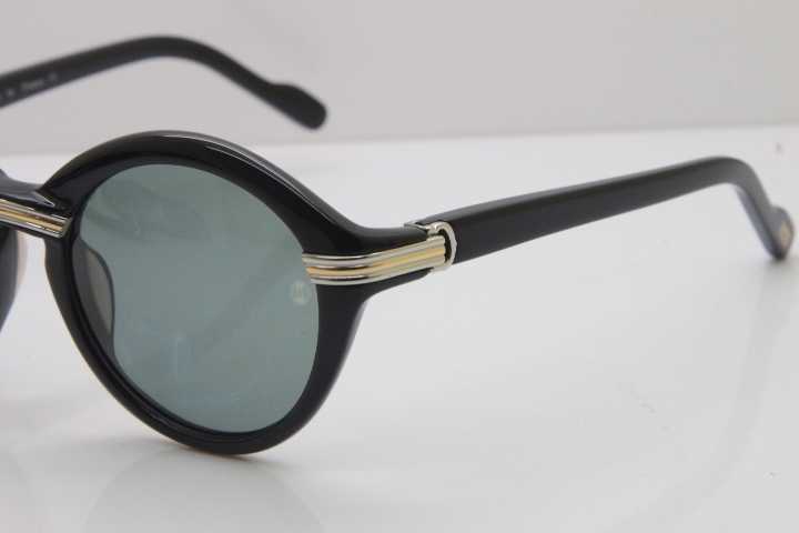 Cartier 1991 Vintage 1125108 Original Sunglasses In Black Mix Silver Dark Lens