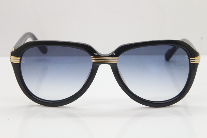 Cartier 1991 Vintage 1136125 Original Sunglasses In Black Mix Gold Gray Lens