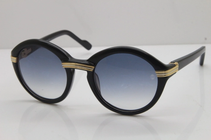 Cartier 1991 Vintage 1125108 Original Sunglasses In Black Mix Gold Gray Lens