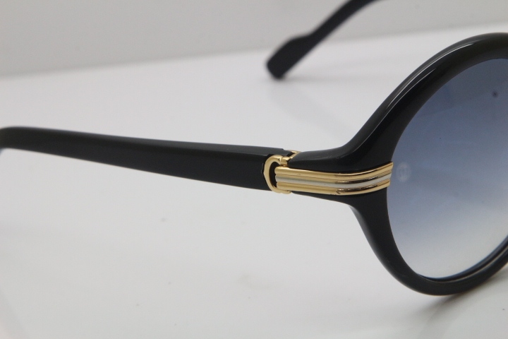 Cartier 1991 Vintage 1125108 Original Sunglasses In Black Mix Gold Gray Lens