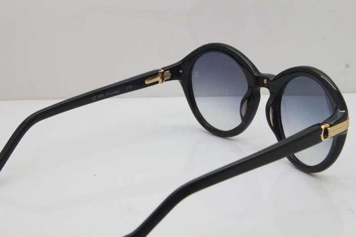 Cartier 1991 Vintage 1125108 Original Sunglasses In Black Mix Gold Gray Lens