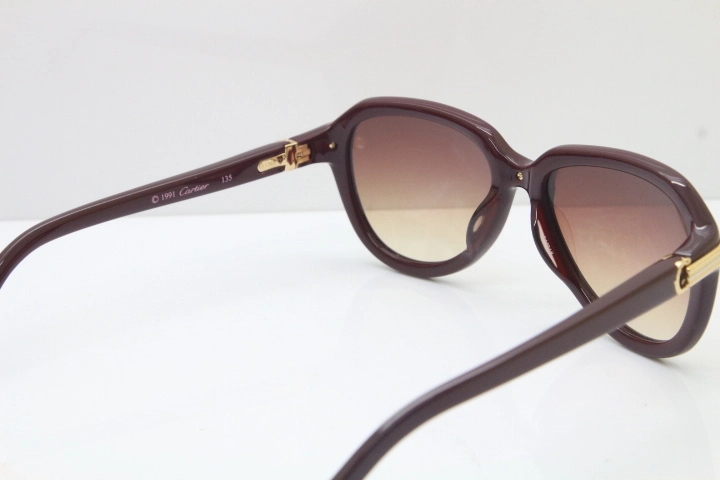 Cartier 1991 Vintage 1136125 Original Sunglasses In Wine Mix Gold Brown Lens