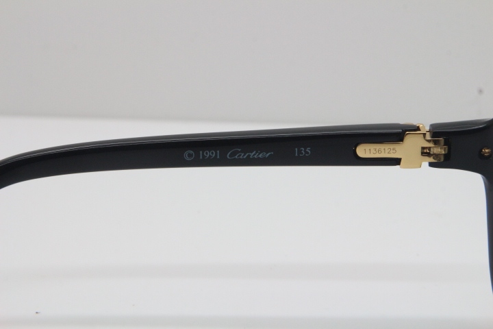 Cartier 1991 Vintage 1136125 Original Sunglasses In Black Mix Gold Dark Lens