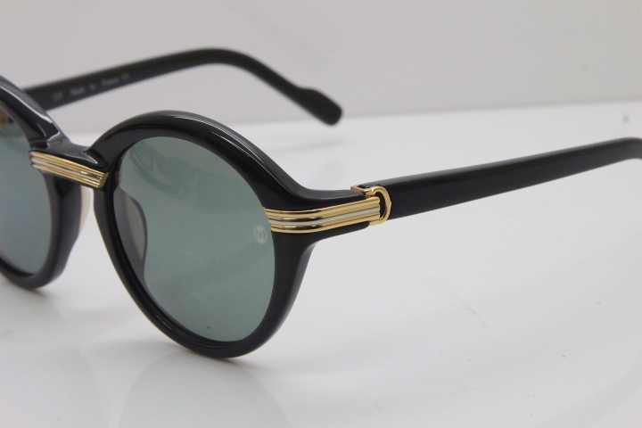 Cartier 1991 Vintage 1125108 Original Sunglasses In Black Mix Gold Dark Lens