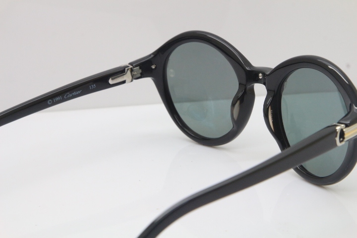 Cartier 1991 Vintage 1125108 Original Sunglasses In Black Mix Silver Dark Lens