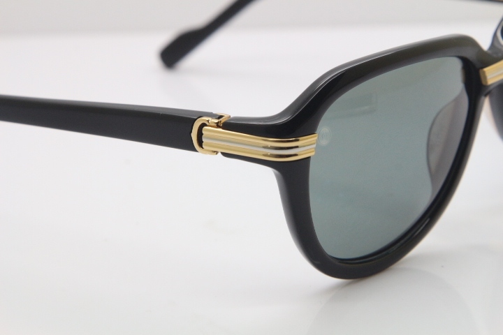 Cartier 1991 Vintage 1136125 Original Sunglasses In Black Mix Gold Dark Lens