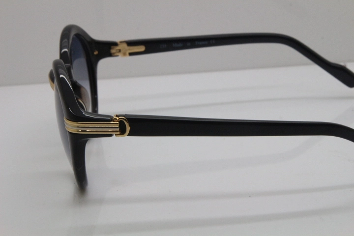 Cartier 1991 Vintage 1125108 Original Sunglasses In Black Mix Gold Gray Lens