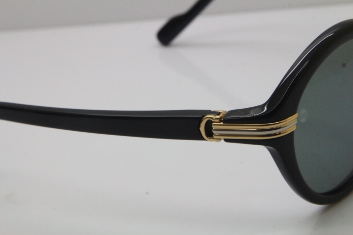 Cartier 1991 Vintage 1125108 Original Sunglasses In Black Mix Gold Dark Lens