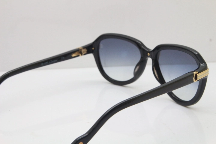 Cartier 1991 Vintage 1136125 Original Sunglasses In Black Mix Gold Gray Lens