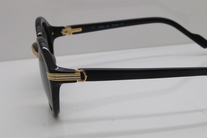 Cartier 1991 Vintage 1125108 Original Sunglasses In Black Mix Gold Dark Lens