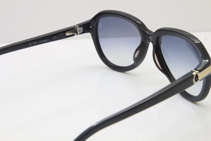 Cartier 1991 Vintage 1136125 Original Sunglasses In Black Mix Silver Gray Lens