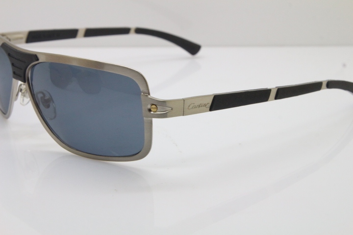 CARTIER T8200703 Original Sunglasses In Silver Dark Lens