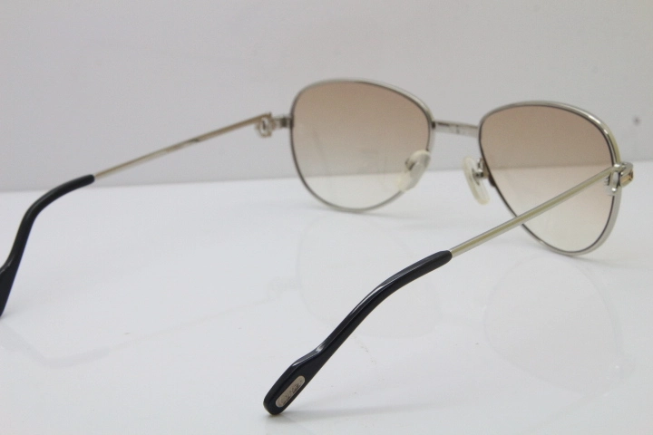 Cartier 1156479 Original Sunglasses In Silver Brown Lens