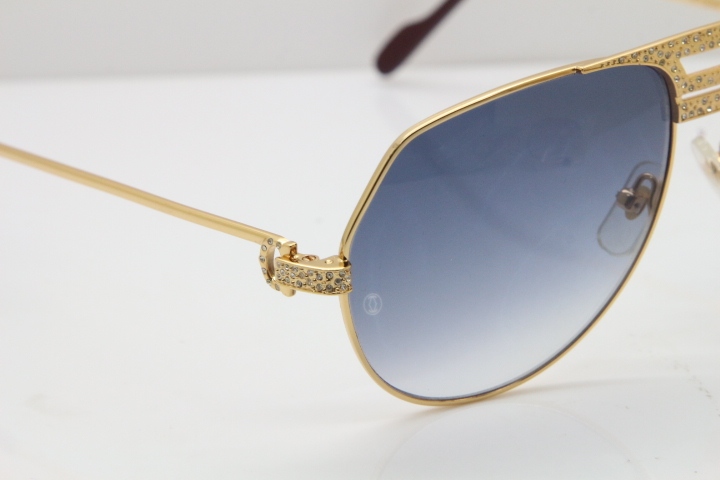 Cartier Diamond 1130036 Original Sunglasses In Gold Gray Len