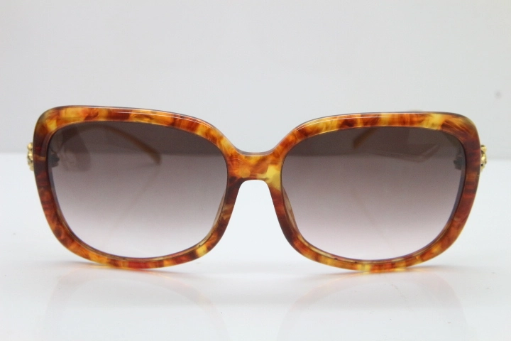 Cartier Leopard 1304 Diamond Sunglasses In Brown Toroise Mix Gold Brown Lens