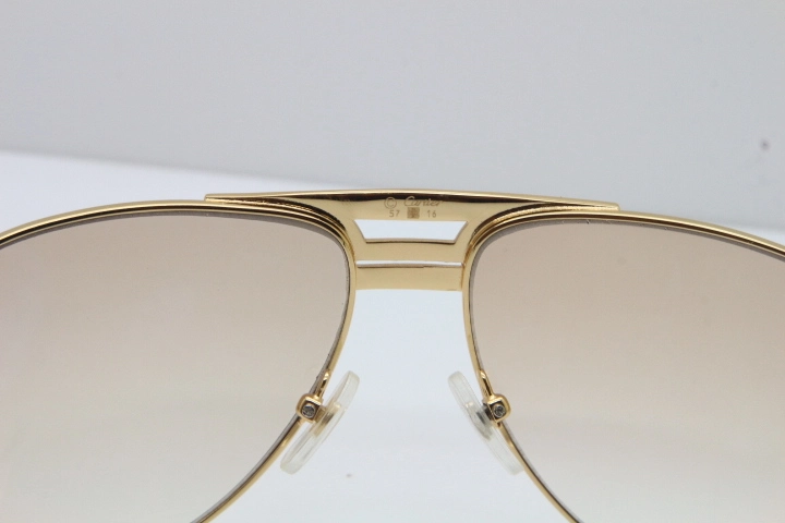 Cartier Diamond 1130036 Original Sunglasses In Gold Brown Lens