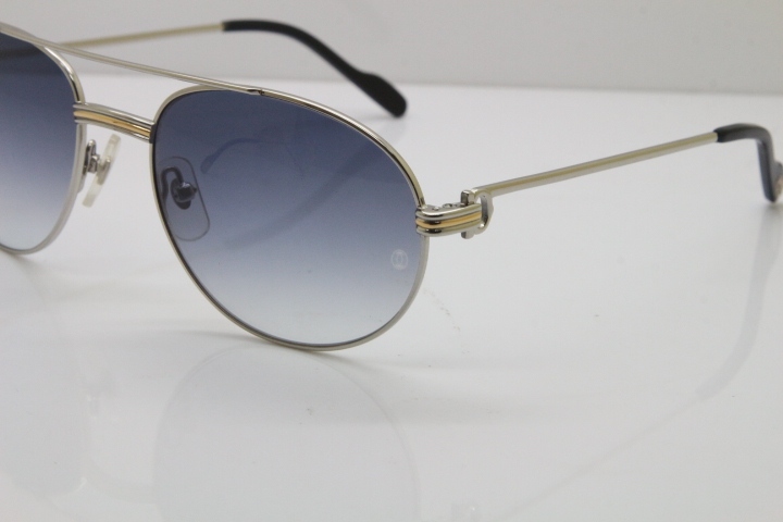 Cartier 1191437 Original Sunglasses In Silver Brown Lens