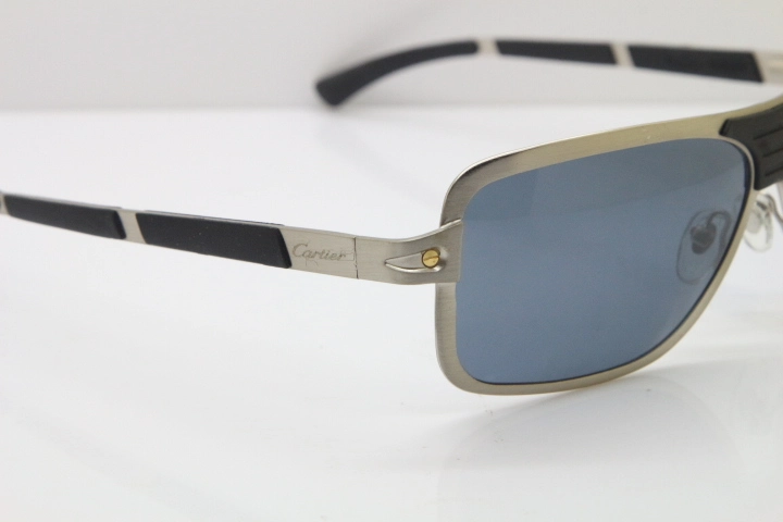 CARTIER T8200703 Original Sunglasses In Silver Dark Lens