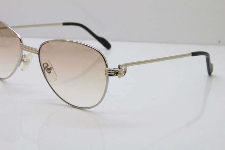 Cartier 1156479 Original Sunglasses In Silver Brown Lens