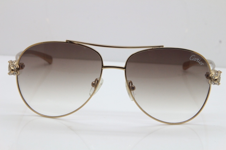 Cartier Leopard T8200666S Diamond Sunglasses In Gold Brown Len