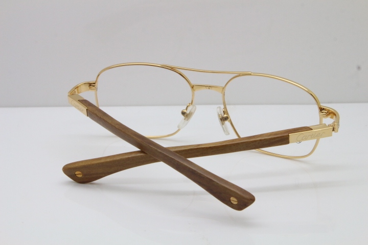 Cartier Santos DE Beige Bubinga Wood 5037821 Original Eyeglasses In Gold 