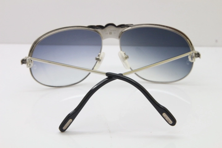 Cartier Crown Diamond 1112530 Original Sunglasses In Silver Gray Lens