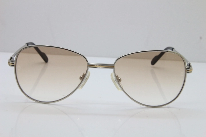 Cartier 1156479 Original Sunglasses In Silver Brown Lens