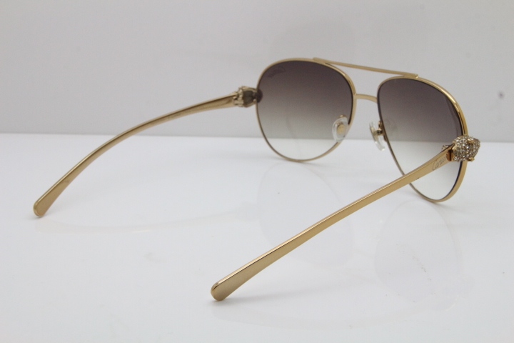 Cartier Leopard T8200666S Diamond Sunglasses In Gold Brown Len