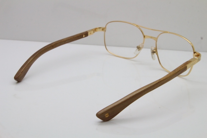 Cartier Santos DE Beige Bubinga Wood 5037821 Original Eyeglasses In Gold 