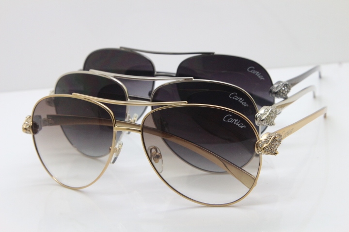 Cartier Leopard T8200666S Diamond Sunglasses In Gold Brown Len