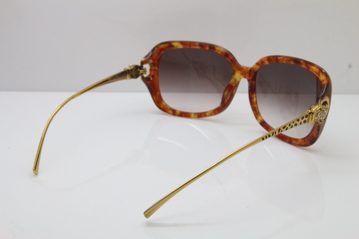 Cartier Leopard 1304 Diamond Sunglasses In Brown Toroise Mix Gold Brown Lens