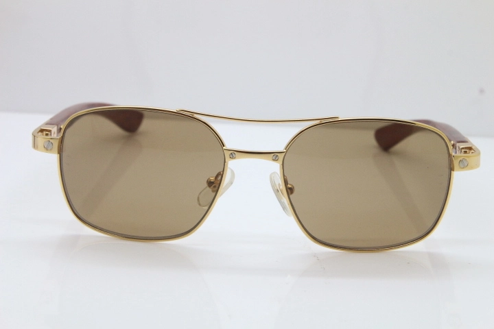 Cartier EDITON SANTOS DUMONT Wood 5037821 Original Sunglasses In Gold Brown Lens