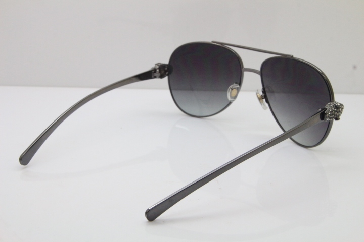 Cartier Leopard T8200666S Diamond Sunglasses In Gun Metal Gray Lens