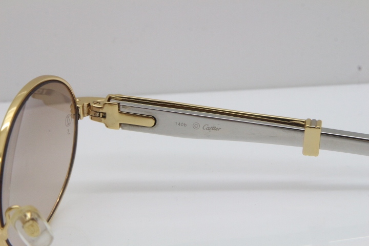 Cartier 7550178 Vintage Original Stainless Steel Sunglasses in Gold Brown Lens Size：53