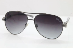 Cartier Leopard T8200666S Diamond Sunglasses In Gun Metal Gray Lens