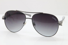 Cartier Leopard T8200666S Diamond Sunglasses In Gun Metal Gray Lens