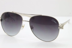 Cartier Leopard T8200666S Diamond Sunglasses In Silver Gray Lens