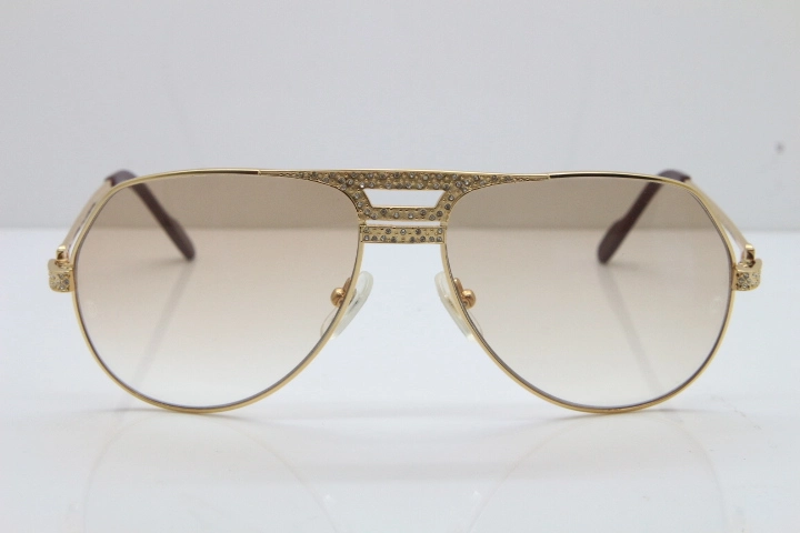 Cartier Diamond 1130036 Original Sunglasses In Gold Brown Lens