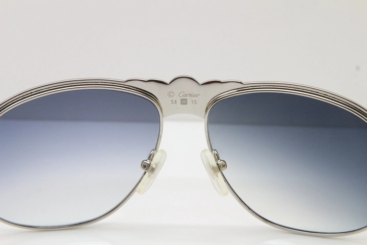 Cartier Crown Diamond 1112530 Original Sunglasses In Silver Gray Lens