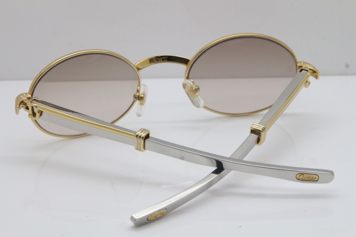 Cartier 7550178 Vintage Original Stainless Steel Sunglasses in Gold Brown Lens Size：53