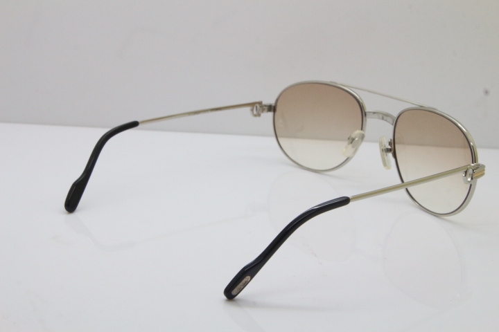 Cartier 1191437 Original Sunglasses In Silver Brown Lens