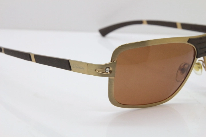 CARTIER T8200703 Sunglasses In Gold Brown Lens