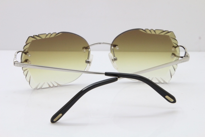 Cartier Rimless Carved Lens 3886172 Sunglasses in Gold Brown