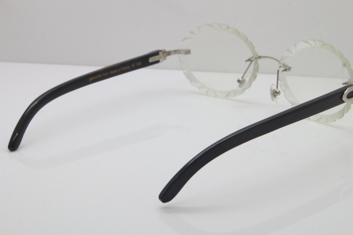 Cartier Optical Rimless Original Black Buffalo Horn T8200761 In Gold Carved Lens