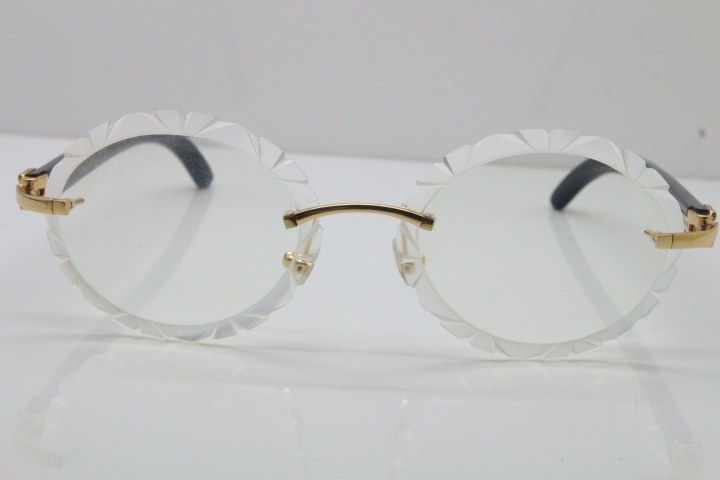 Cartier Optical Rimless Original Black Buffalo Horn T8200761 In Gold Carved Lens