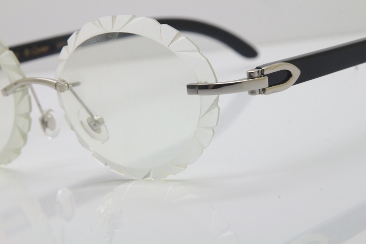 Cartier Optical Rimless Original Black Buffalo Horn T8200761 In Gold Carved Lens