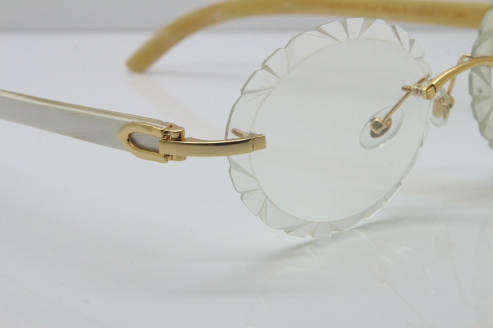 Cartier Rimless Original Genuine Natural Horn T8200761 Optical In Gold Transparent Carved Lens