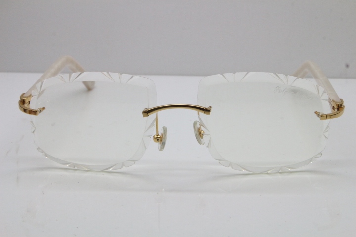 Cartier T8200762 Rimless Optical In Silver Transparent Carved Lens