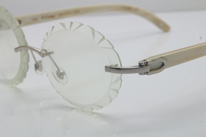 Cartier Rimless Original Genuine Natural Horn T8200761 Optical In Gold Transparent Carved Lens