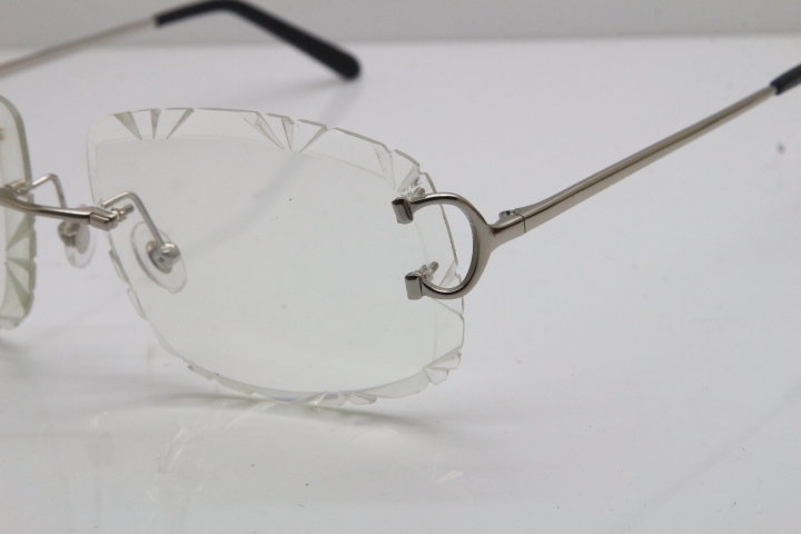Cartier Rimless Metal Original T8200762 Eyeglasses in Gold Transparent Carved Lens